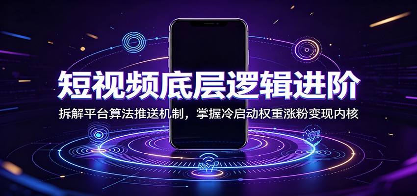 短视频底层逻辑进阶：拆解平台算法推送机制，掌握冷启动权重涨粉变现内核 - 项目资源网