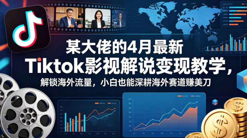 某大佬的4月最新Tiktok影视解说变现教学，解锁海外流量，小白也能深耕海外赛道賺美刀 - 项目资源网