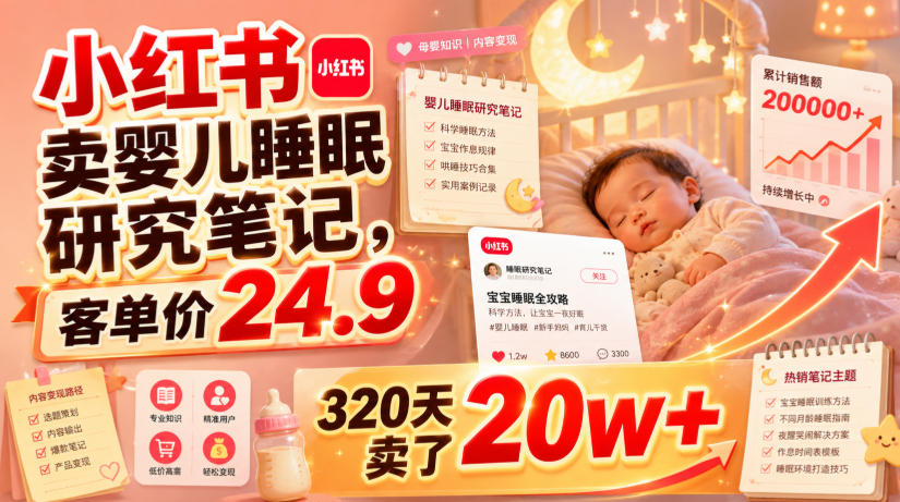 小红书卖婴儿睡眠研究笔记，客单价24.9，320天卖了20w+ - 项目资源网
