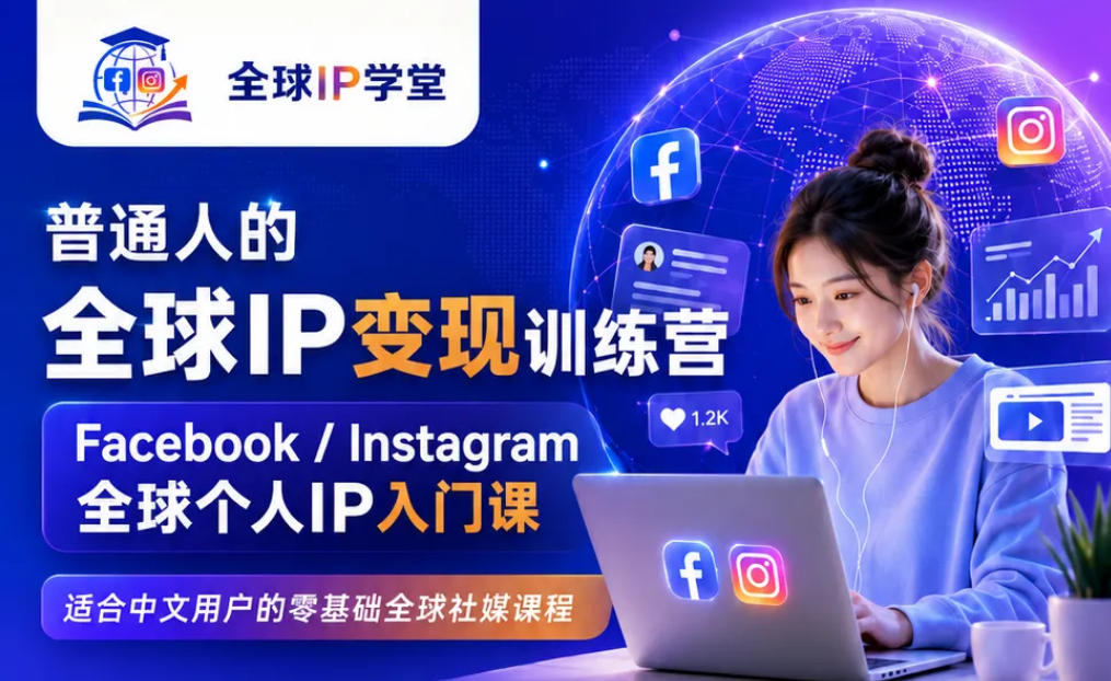 普通人的全球IP变现训练营，Facebook/Instagram全球个人IP入门课，零基础全球社媒课程 - 项目资源网