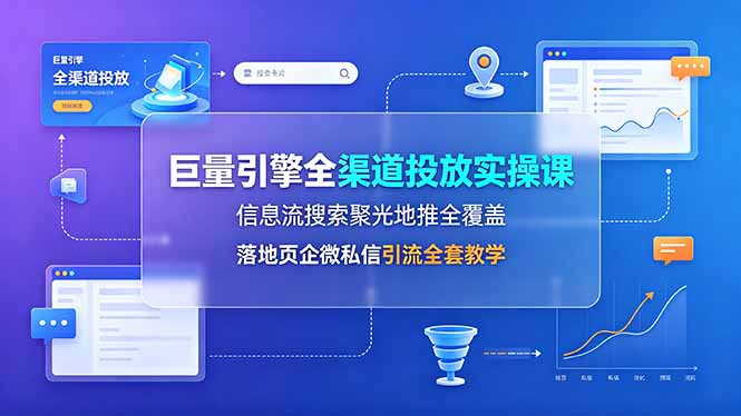 巨量引擎全渠道投放实操课，信息流搜索聚光地推全覆盖，落地页企微私信引流全套教学 - 项目资源网
