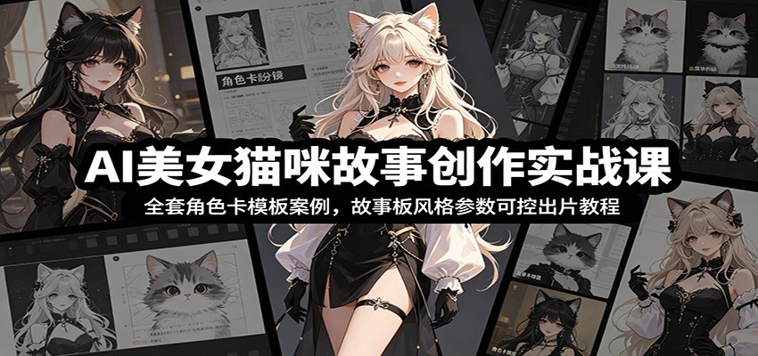AI美女猫咪故事创作实战课：全套角色卡模板案例，故事板风格参数可控出片教程 - 项目资源网