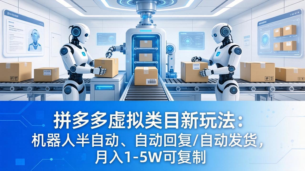 拼多多虚拟类目新玩法：机器人半自动、自动回复 /自动发货，月入 1-5W 可复制 - 项目资源网