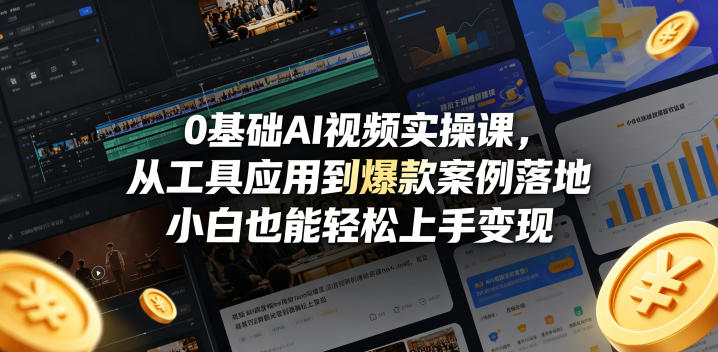 0基础AI视频实操课，从工具应用到爆款案例落地，小白也能轻松上手变现 - 项目资源网