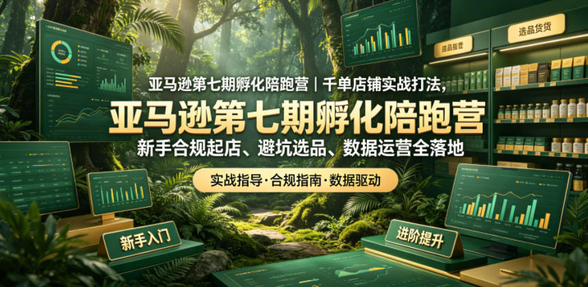 亚马逊第七期孵化陪跑营｜千单店铺实战打法，新手合规起店、避坑选品、数据运营全落地 - 项目资源网