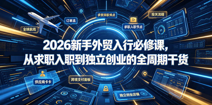 2026新手外贸入行必修课，从求职入职到独立创业的全周期干货 - 项目资源网