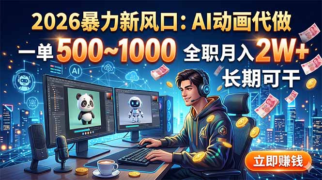 2026暴力新风口：AI动画代做，一单500~1000，全职月入2W+，长期可干 - 项目资源网