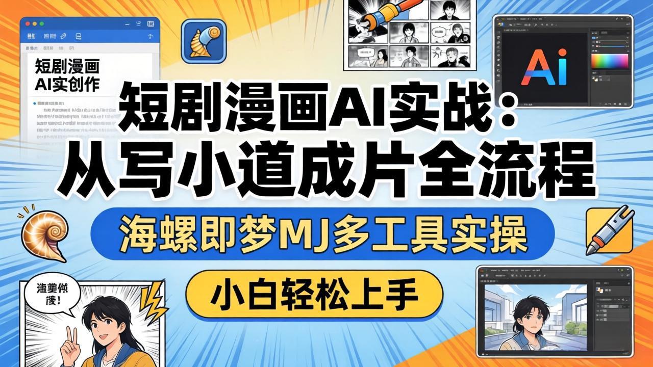 短剧漫画AI实战：从写小说到成片全流程，海螺即梦MJ多工具实操，小白轻松上手 - 项目资源网