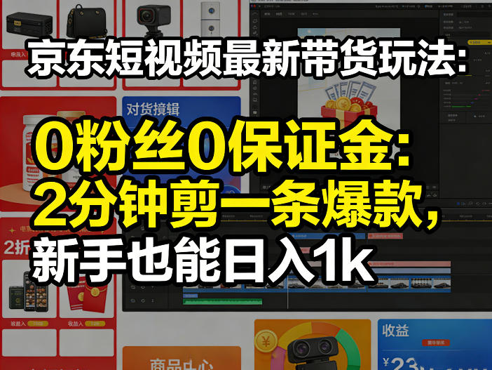 京东短视频最新带货玩法，0粉丝0保证金，2分钟剪一条爆款，新手也能日入1k+【揭秘】 - 项目资源网