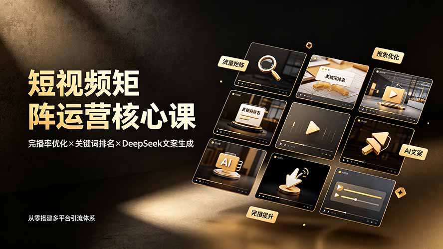 短视频矩阵运营核心课：完播率优化×关键词排名×DeepSeek文案生成，从零搭建多平台引流体系 - 项目资源网