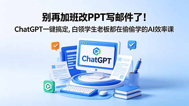 别再加班改PPT写邮件了！ChatGPT一键搞定，白领学生老板都在偷偷学的AI效率课 - 项目资源网