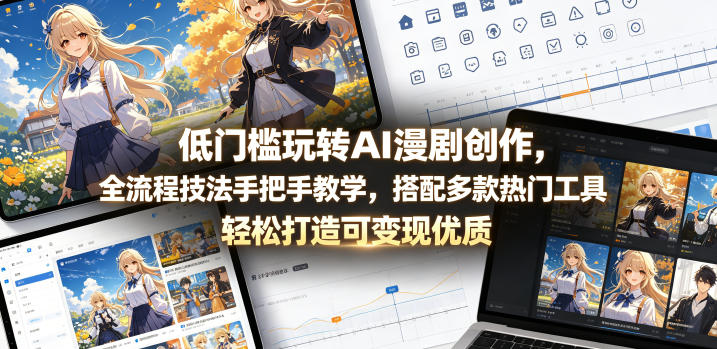 低门槛玩转AI漫剧创作，全流程技法手把手教学，搭配多款热门工具，轻松打造可变现优质作品 - 项目资源网