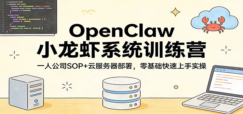 OpenClaw小龙虾系统训练营：一人公司SOP，云服务器部署，零基础快速上手实操 - 项目资源网