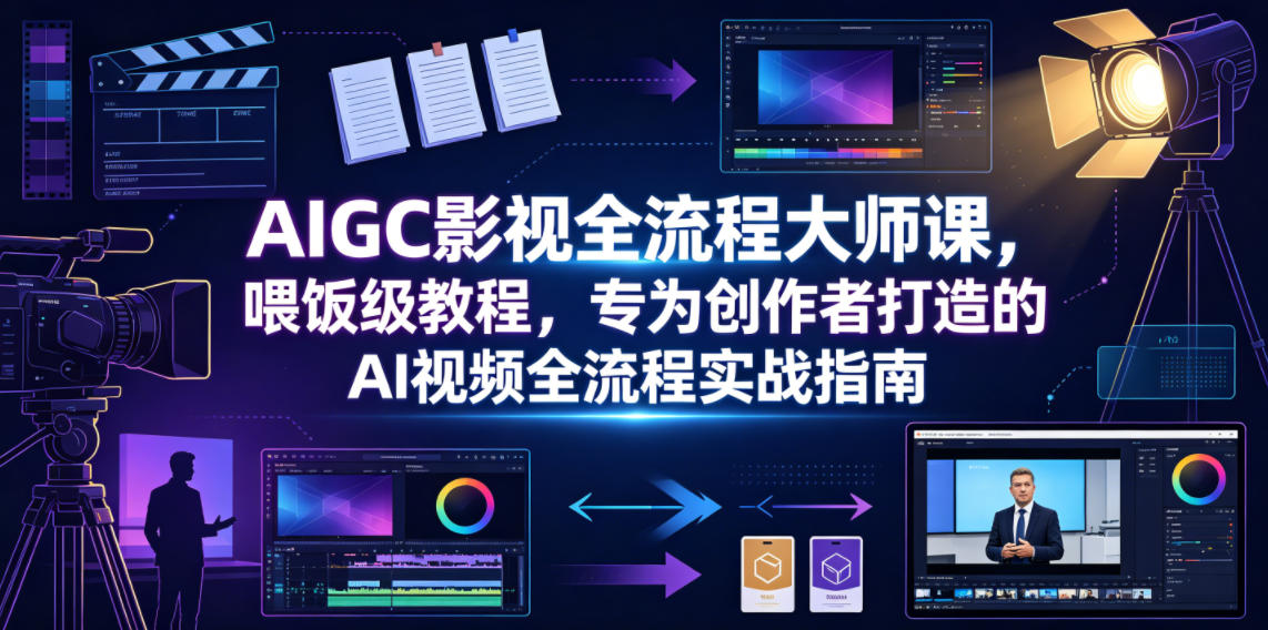 AIGC影视全流程大师课，喂饭级教程，专为创作者打造的AI视频全流程实战指南 - 项目资源网