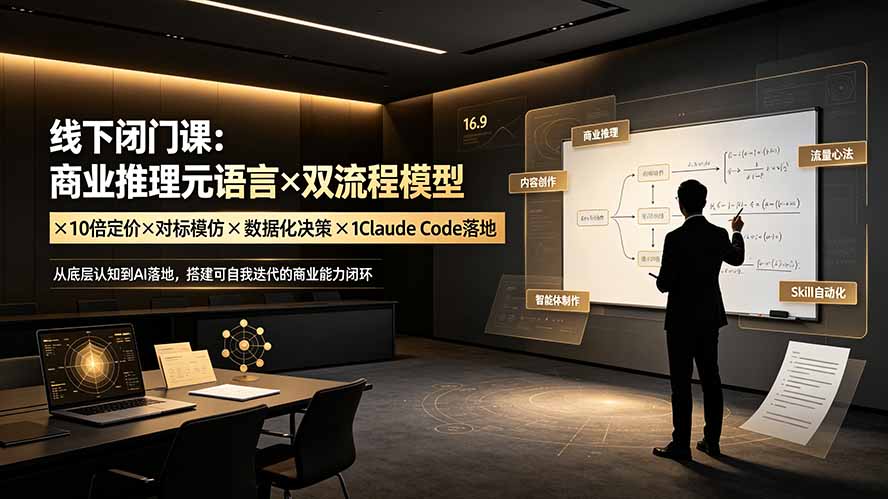 线下闭门课：商业推理元语言×双流程模型×10倍定价×对标模仿×数据化决策×Claude Code落地，击穿认知盲区 - 项目资源网