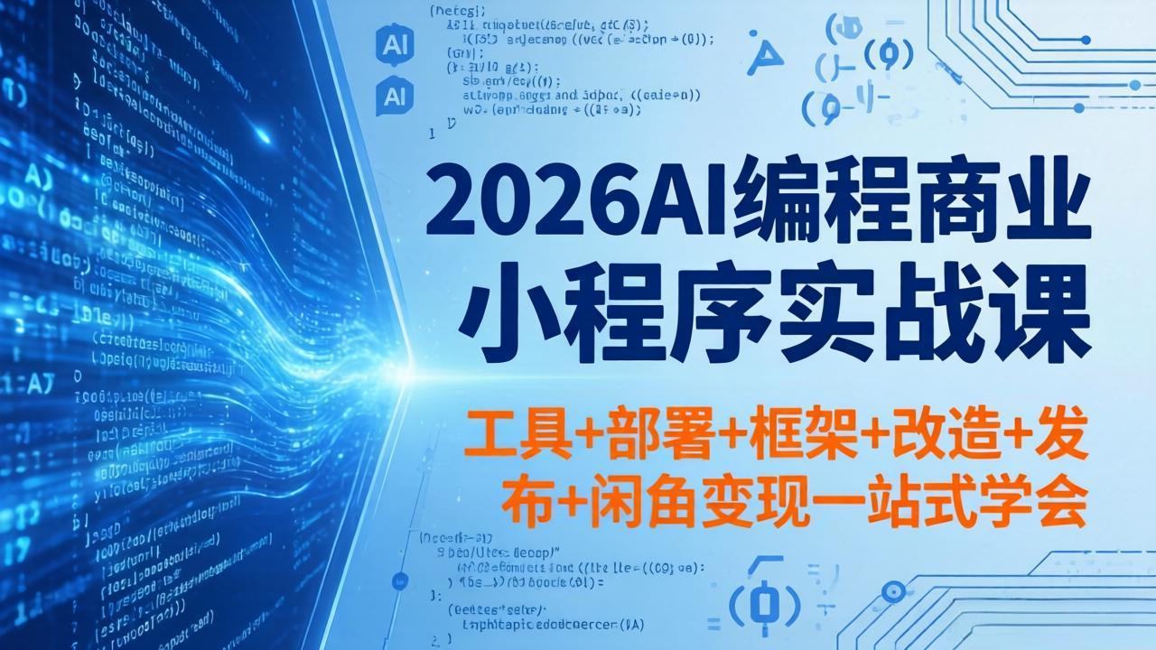 2026AI编程商业小程序实战课，工具+部署+框架+改造+发布+闲鱼变现一站式学会 - 项目资源网