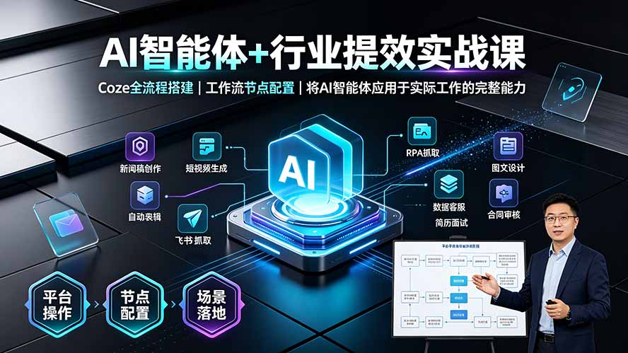 AI智能体+行业提效实战课·Coze全流程搭建｜工作流节点配置｜将AI智能体应用于实际工作的完整能力 - 项目资源网