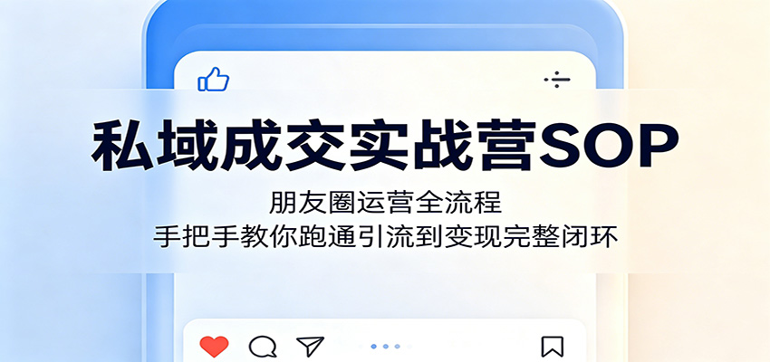 私域成交实战营SOP：朋友圈运营全流程，手把手教你跑通引流到变现完整闭环 - 项目资源网
