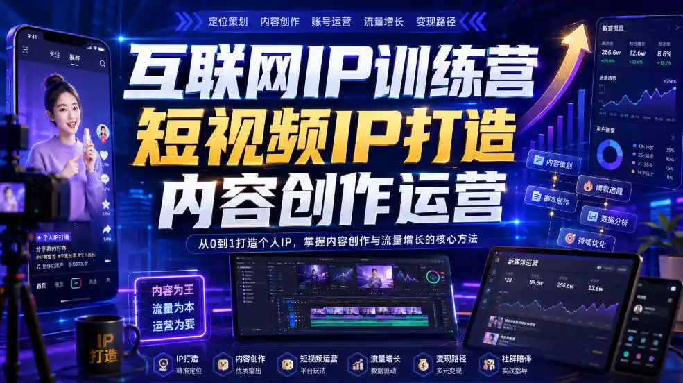 互联网IP训练营，短视频IP打造，内容创作运营 - 项目资源网