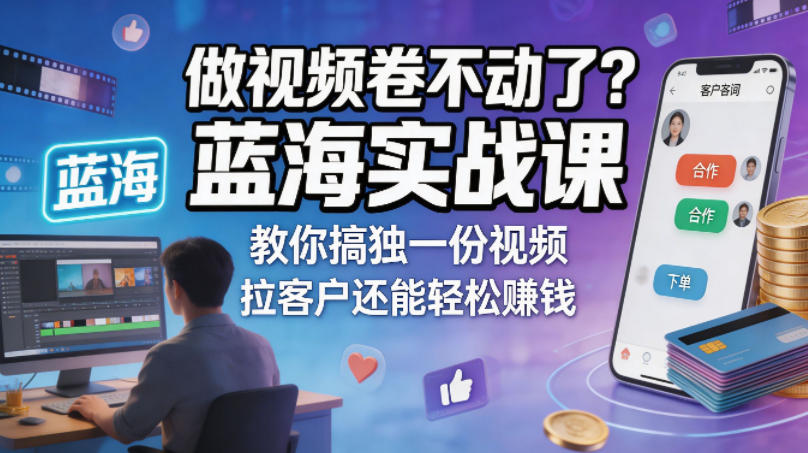 做视频卷不动了？蓝海实战课教你搞独一份视频，拉客户还能轻松賺钱！【原创双语字幕】 - 项目资源网