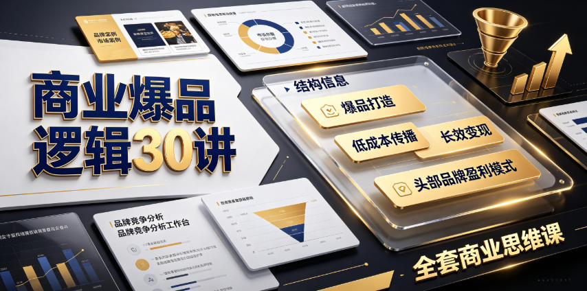 商业爆品逻辑30讲｜拆解各行各业头部品牌盈利模式，吃透爆品打造、低成本传播、长效变现全套商业思维课 - 项目资源网