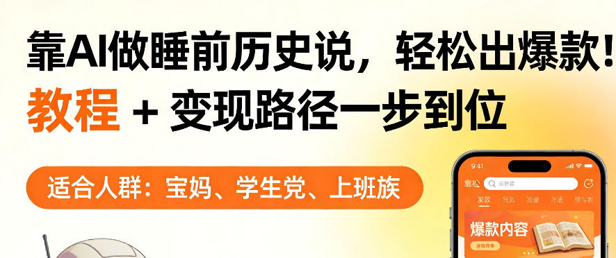 靠AI做睡前历史解说，轻松出爆款！教程+变现路径一步到位，单个视频收益1K+【揭秘】 - 项目资源网