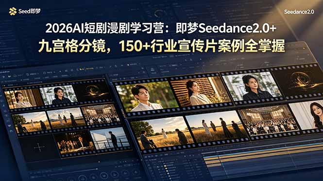 2026AI短剧漫剧学习营：即梦Seedance2.0+九宫格分镜，150+行业宣传片案例全掌握 - 项目资源网