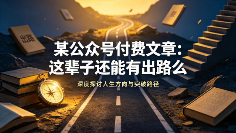 某公众号付费文章：这辈子还能有出路么 - 项目资源网