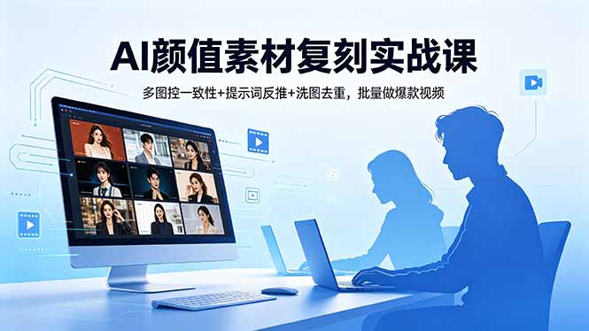 AI颜值素材复刻实战课，多图控一致性+提示词反推+洗图去重，批量做爆款视频 - 项目资源网