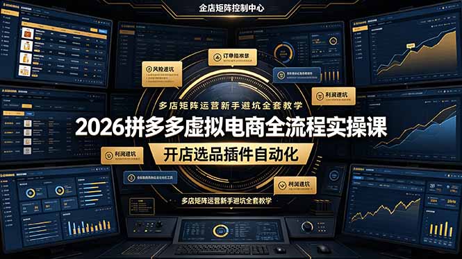 2026拼多多虚拟电商全流程实操课，开店选品插件自动化，多店矩阵运营新手避坑全套教学 - 项目资源网
