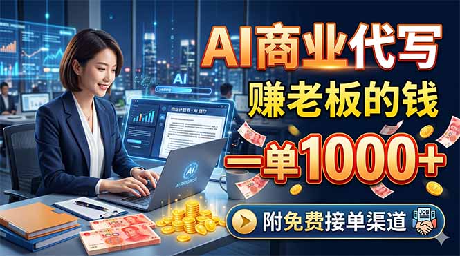 AI商业代写，赚老板的钱，一单1000+，附免费接单渠道 - 项目资源网