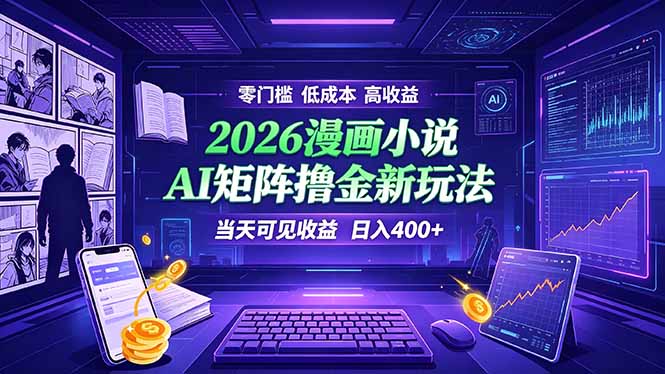 爆款小说漫画大阅读 ai矩阵操作 当天可见收益 日入400+ 零门槛 高收益 - 项目资源网