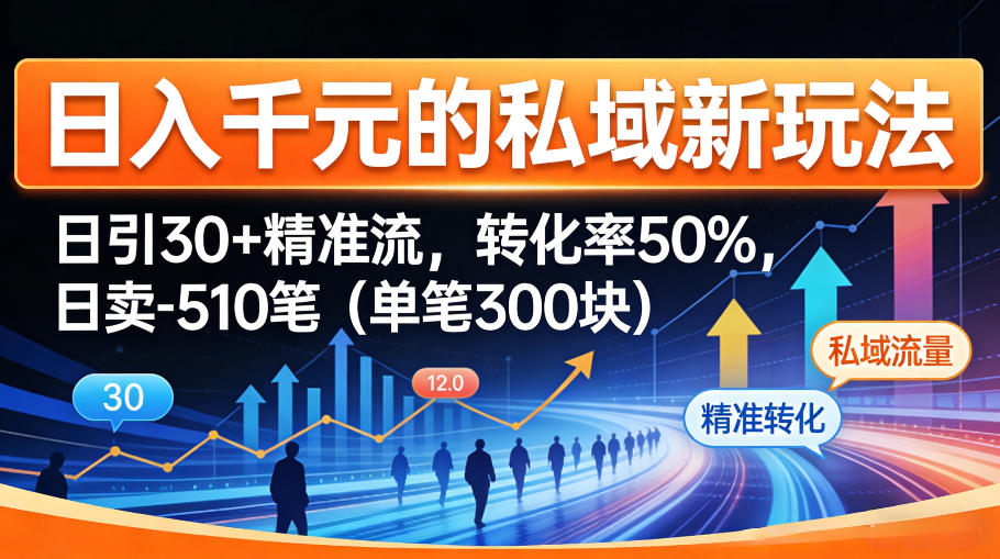 日入千米的私域新玩法：日引30＋精准流，转化率50%，日卖5-10笔(单笔300米) - 项目资源网