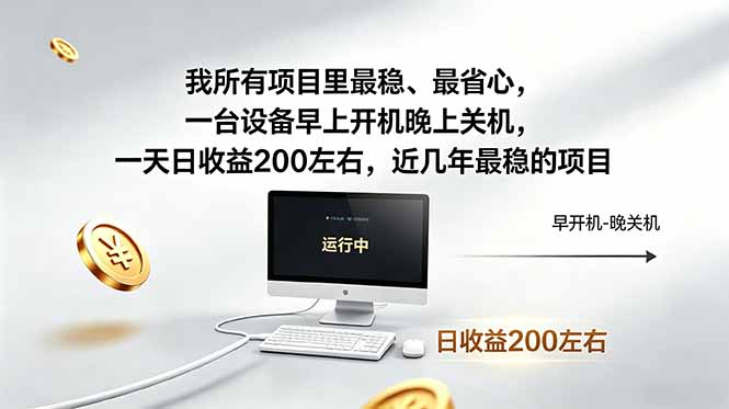 我所有项目里最稳，最省心，一台设备早上开机晚上关机，一天日收益200左右，近几年最稳的项目 - 项目资源网