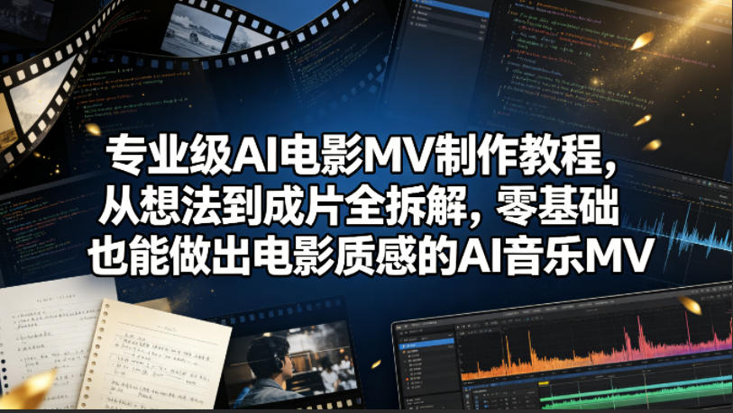 专业级AI电影MV制作教程，从想法到成片全拆解，零基础也能做出电影质感的AI音乐MV - 项目资源网