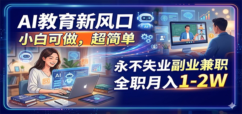 AI教育新风口，小白可做，超简单，永不失业副业兼职 全职月入1-2W - 项目资源网