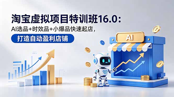 淘宝虚拟项目特训班16.0：AI选品+时效品+小爆品快速起店，打造自动盈利店铺 - 项目资源网