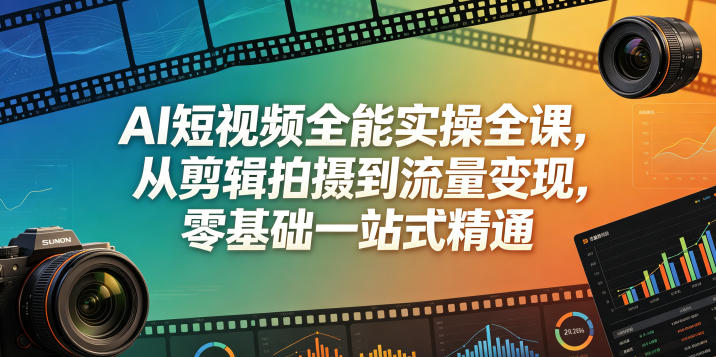 AI短视频全能实操全课，从剪辑拍摄到流量变现，零基础一站式精通 - 项目资源网
