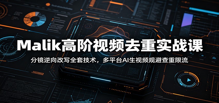 Malik高阶视频去重实战课：分镜逆向改写全套技术，多平台AI生视频规避查重限流 - 项目资源网