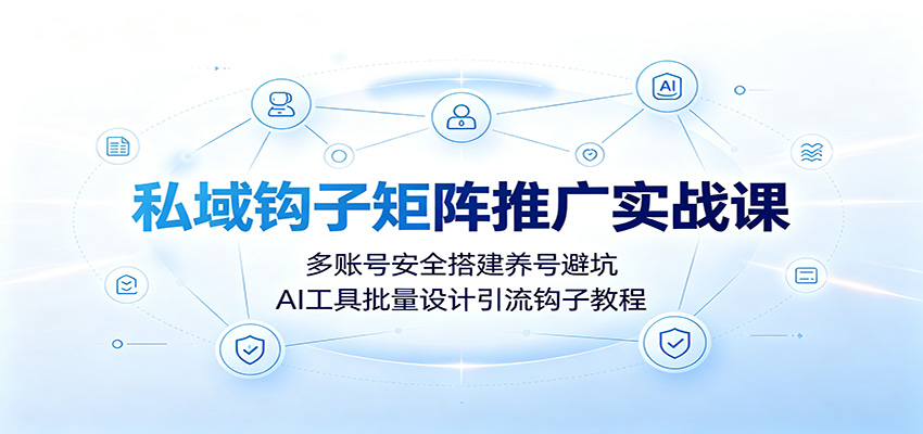 私域钩子矩阵推广实战课：多账号安全搭建养号避坑，AI工具批量设计引流钩子教程 - 项目资源网