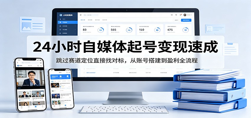 24小时自媒体起号变现速成，跳过赛道定位直接找对标，从账号搭建到盈利全流程 - 项目资源网