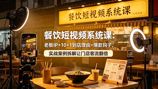 餐饮短视频系统课：老板IP+10+1到店理由+爆款钩子，实战案例拆解让门店客流翻倍 - 项目资源网