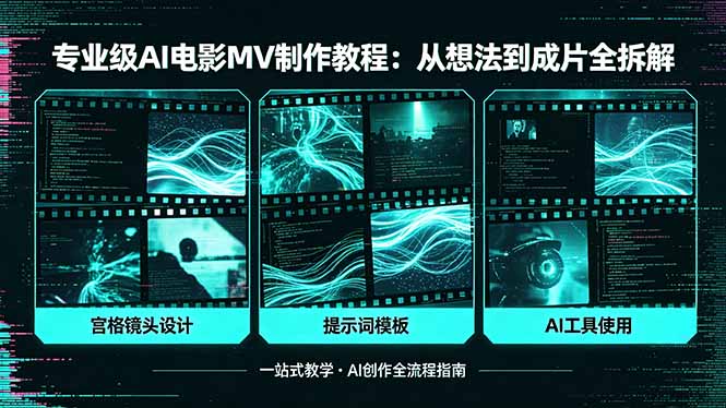 专业级AI电影MV制作教程，从想法到成片全拆解，宫格镜头+提示词模板+AI工具一站式教学 - 项目资源网