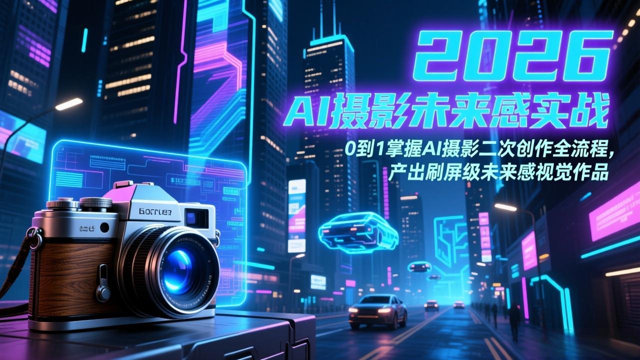 2026 AI摄影未来感实战：0到1掌握AI摄影二次创作全流程，产出刷屏级未来感视觉作品 - 项目资源网