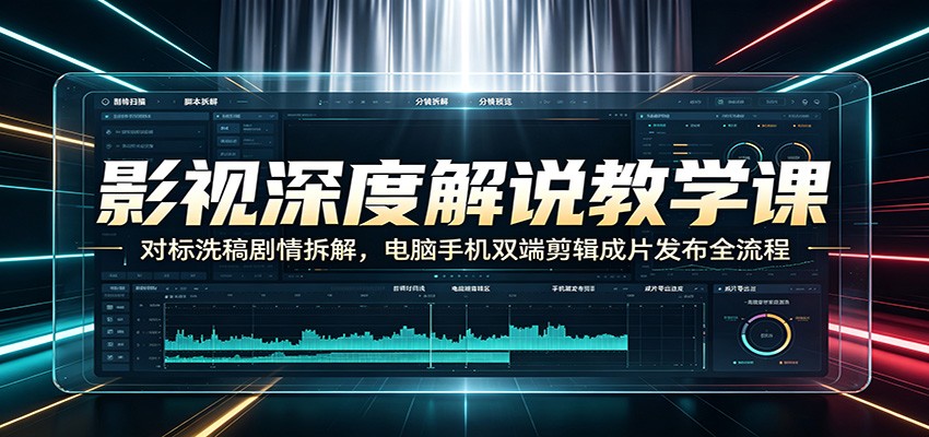 影视深度解说教学课：对标洗稿剧情拆解，电脑手机双端剪辑成片发布全流程 - 项目资源网