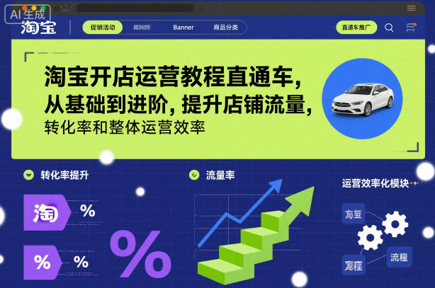 淘宝开店运营教程直通车，从基础到进阶，提升店铺流量，转化率和整体运营效率(更新26年07月11日) - 项目资源网