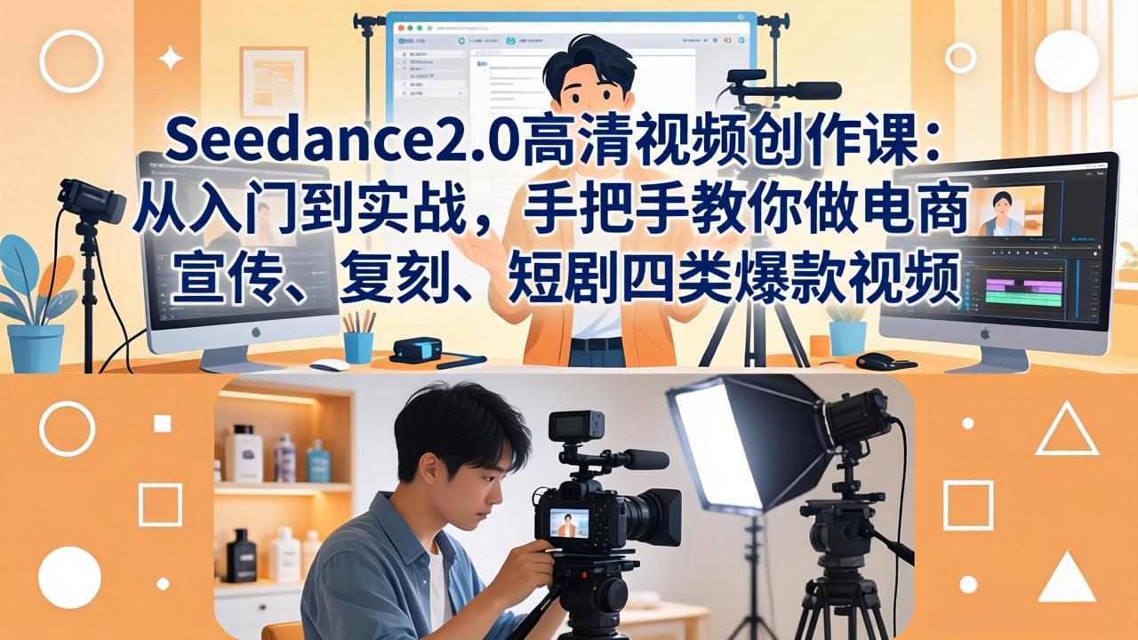 Seedance2.0高清视频创作课：从入门到实战，手把手教你做电商、宣传、复刻、短剧四类爆款视频 - 项目资源网