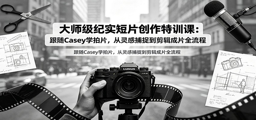 大师级纪实短片创作特训课：跟随Casey学拍片，从灵感捕捉到剪辑成片全流程 - 项目资源网