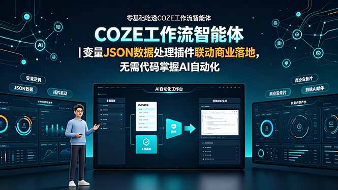 零基础吃透COZE工作流智能体｜变量JSON数据处理插件联动商业落地，无需代码掌握AI自动化 - 项目资源网