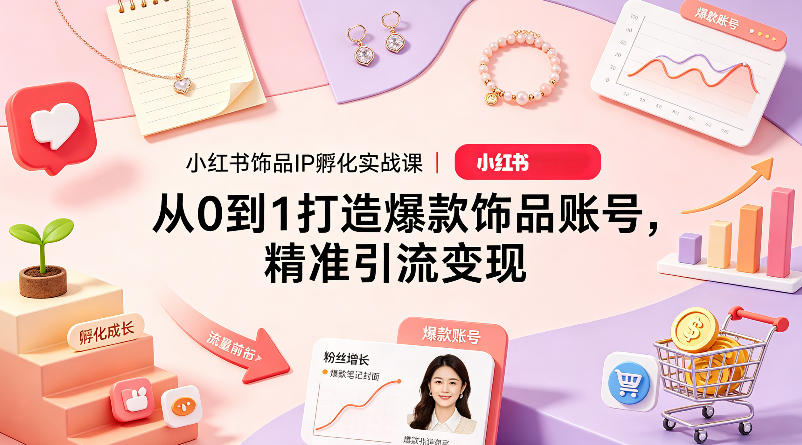 小红书饰品IP孵化实战课｜从0到1打造爆款饰品账号，精准引流变现 - 项目资源网